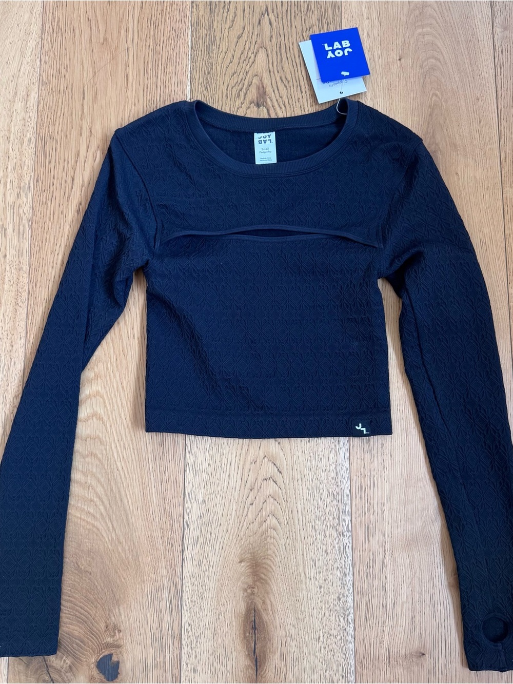 Women's Textured Seamless Long Sleeve Active Cutout Top JoyLab Berry Black S